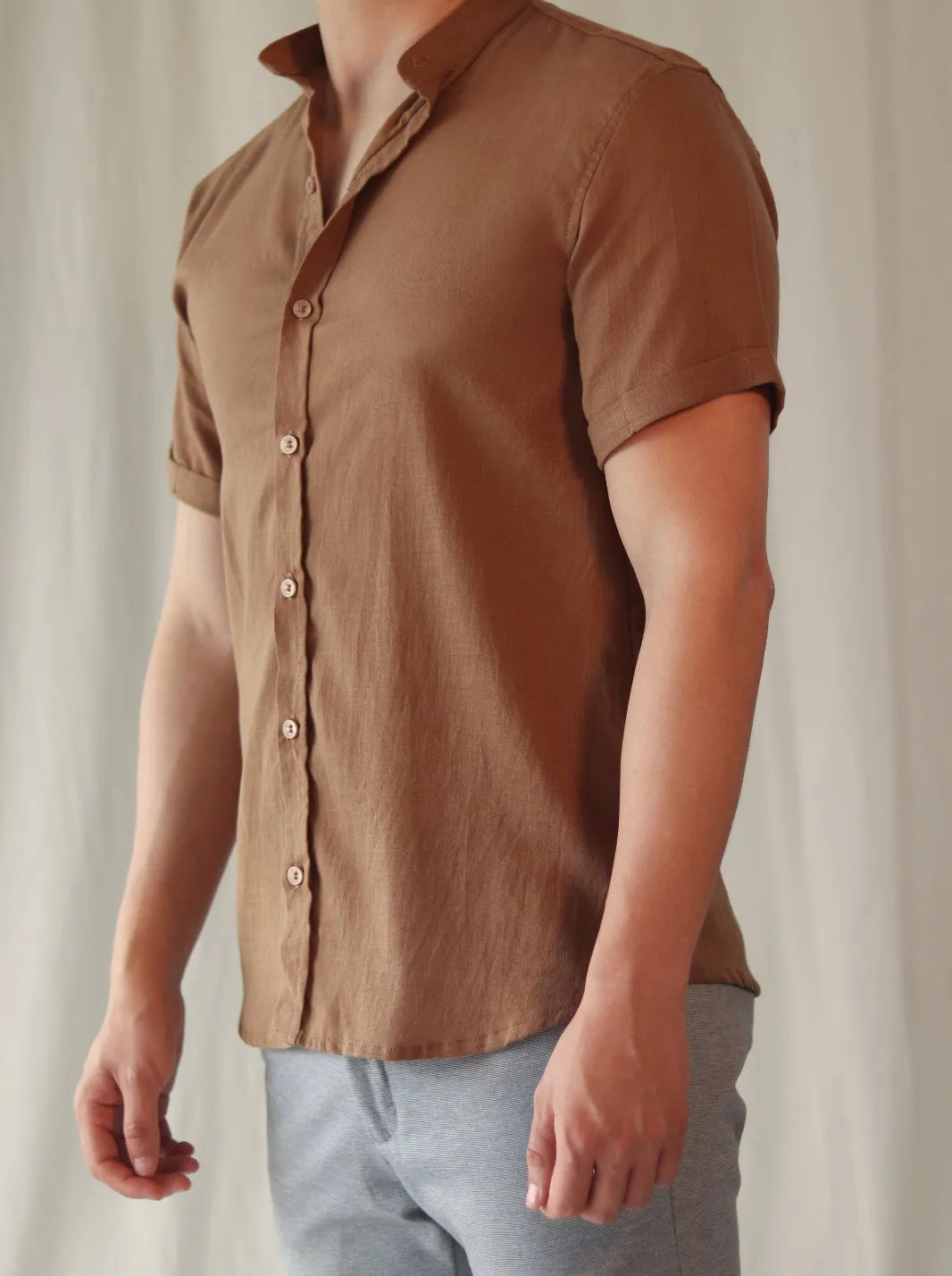 CAMISA LINO ALGODÓN | MANGA CORTA - CEDRO