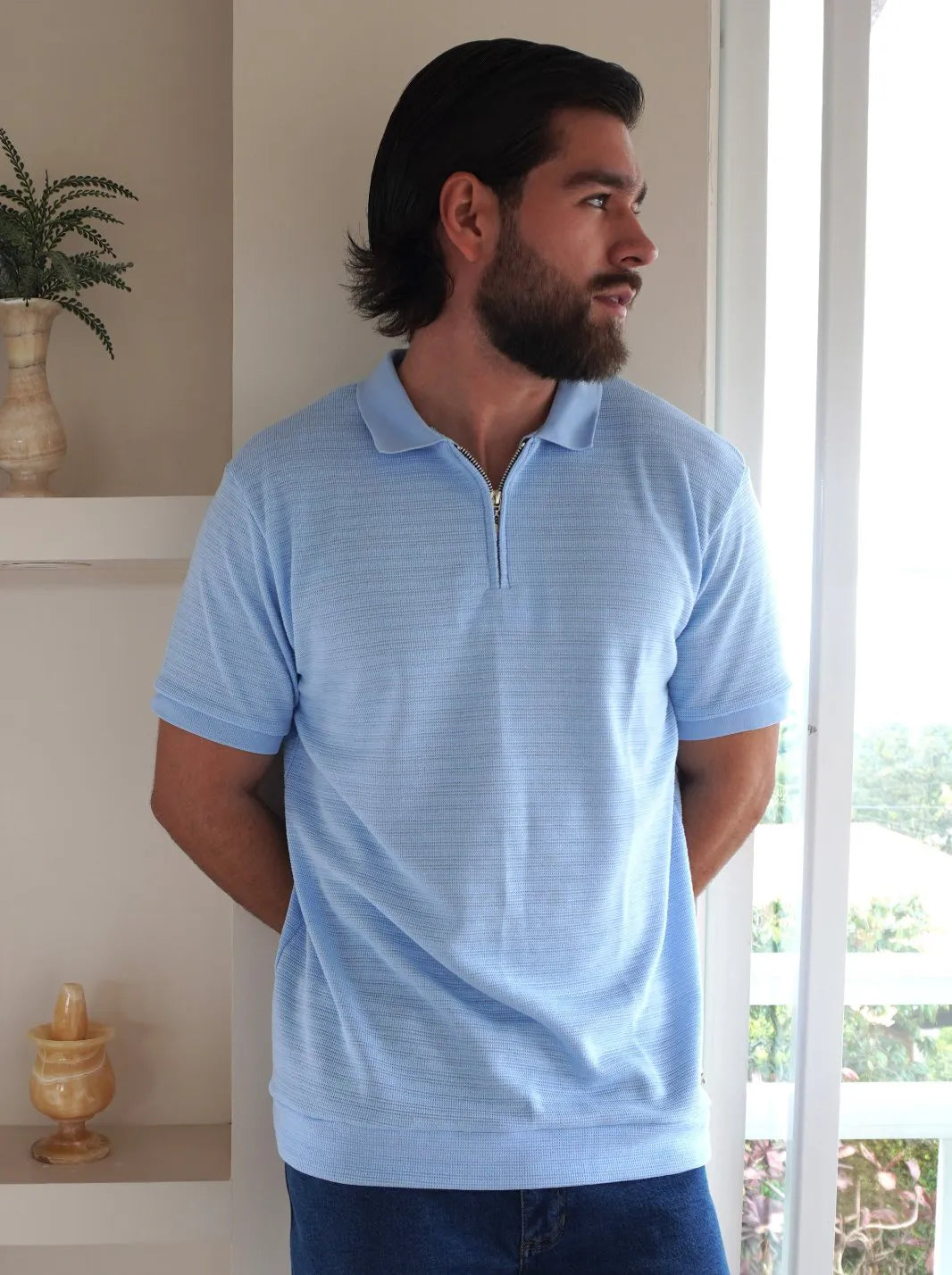 CAMISETA POLO TEJIDA - CEDRO