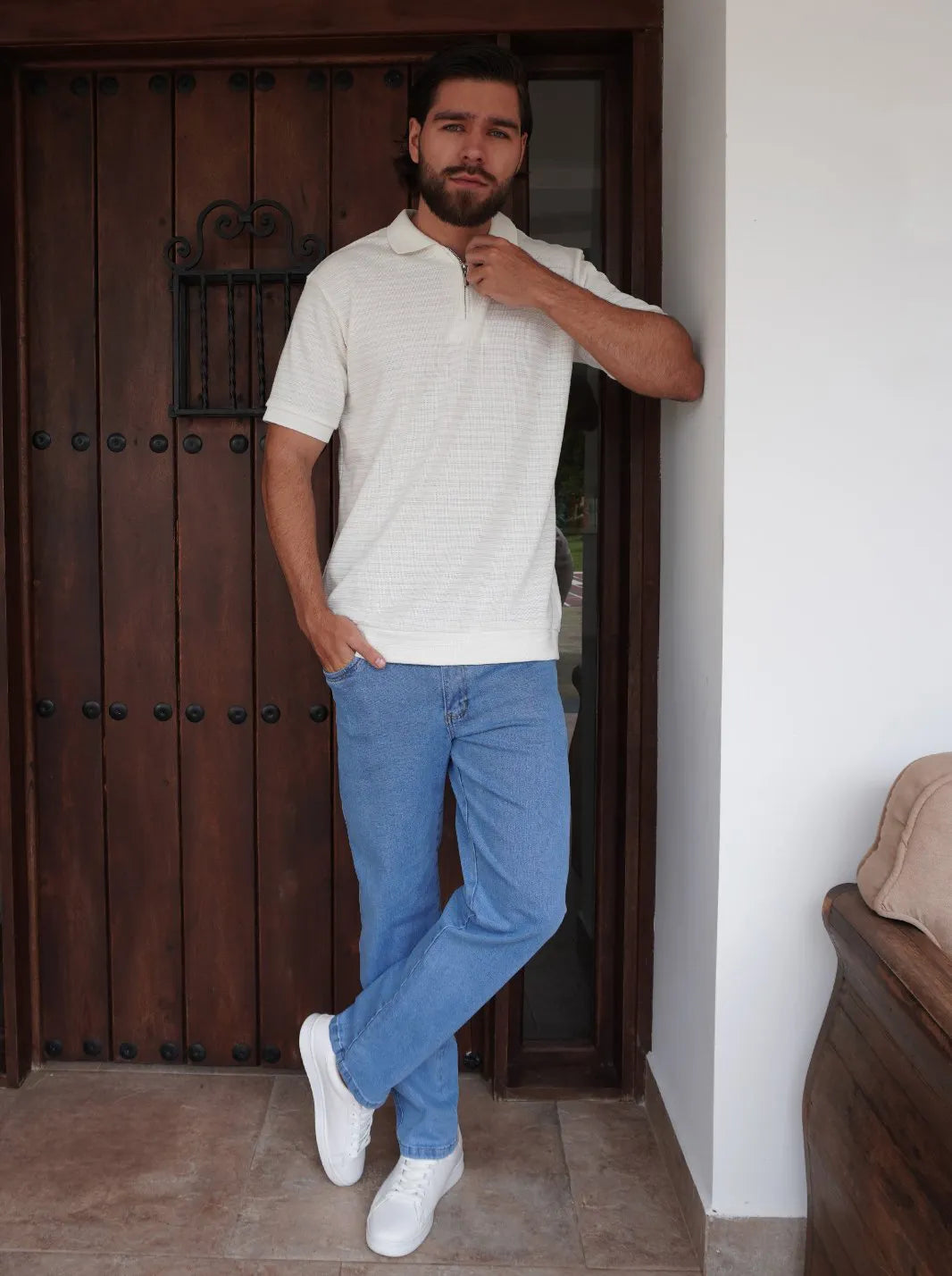 CAMISETA POLO TEJIDA - CEDRO