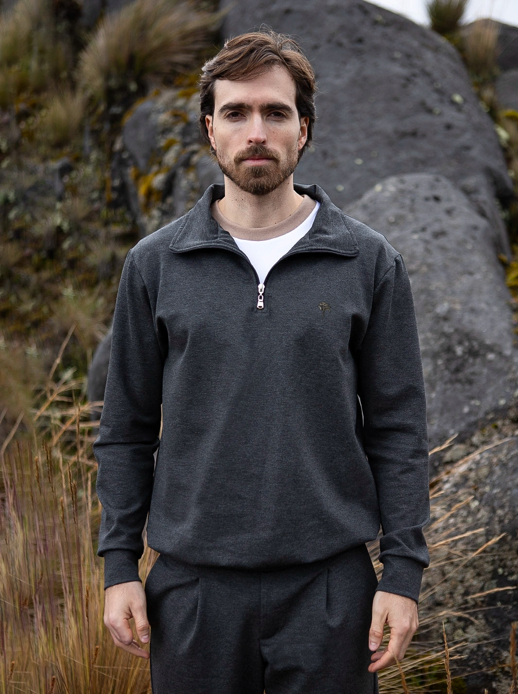 SUÉTER PREMIUM | FIBRA INTELIGENTE | HALF-ZIP - CEDRO