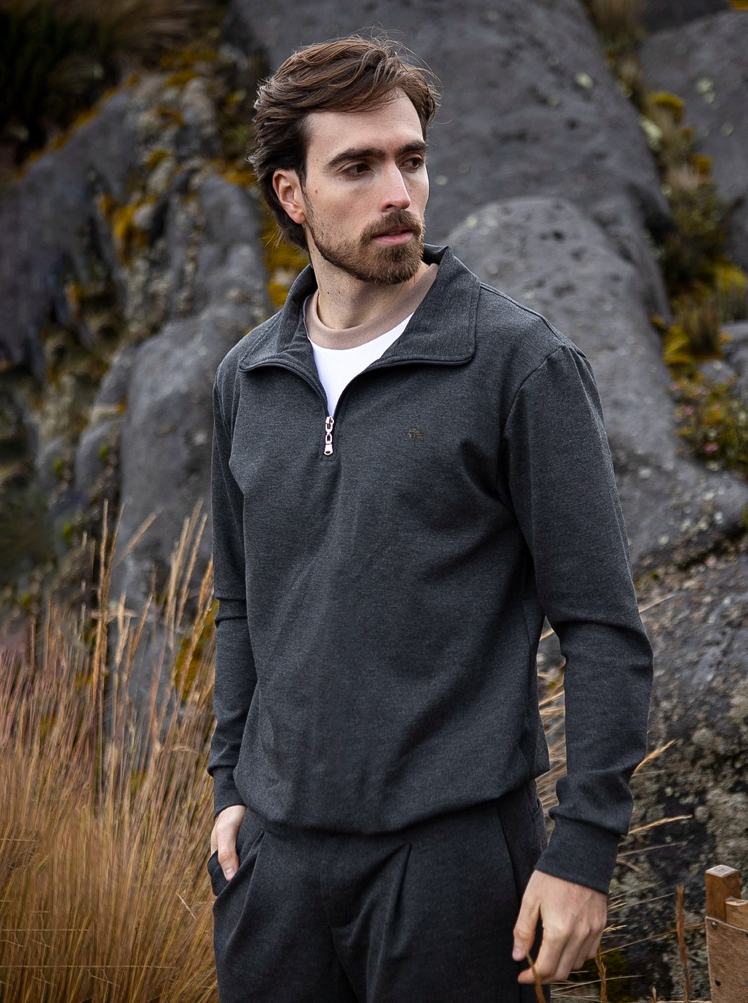 SUÉTER PREMIUM | FIBRA INTELIGENTE | HALF-ZIP - CEDRO