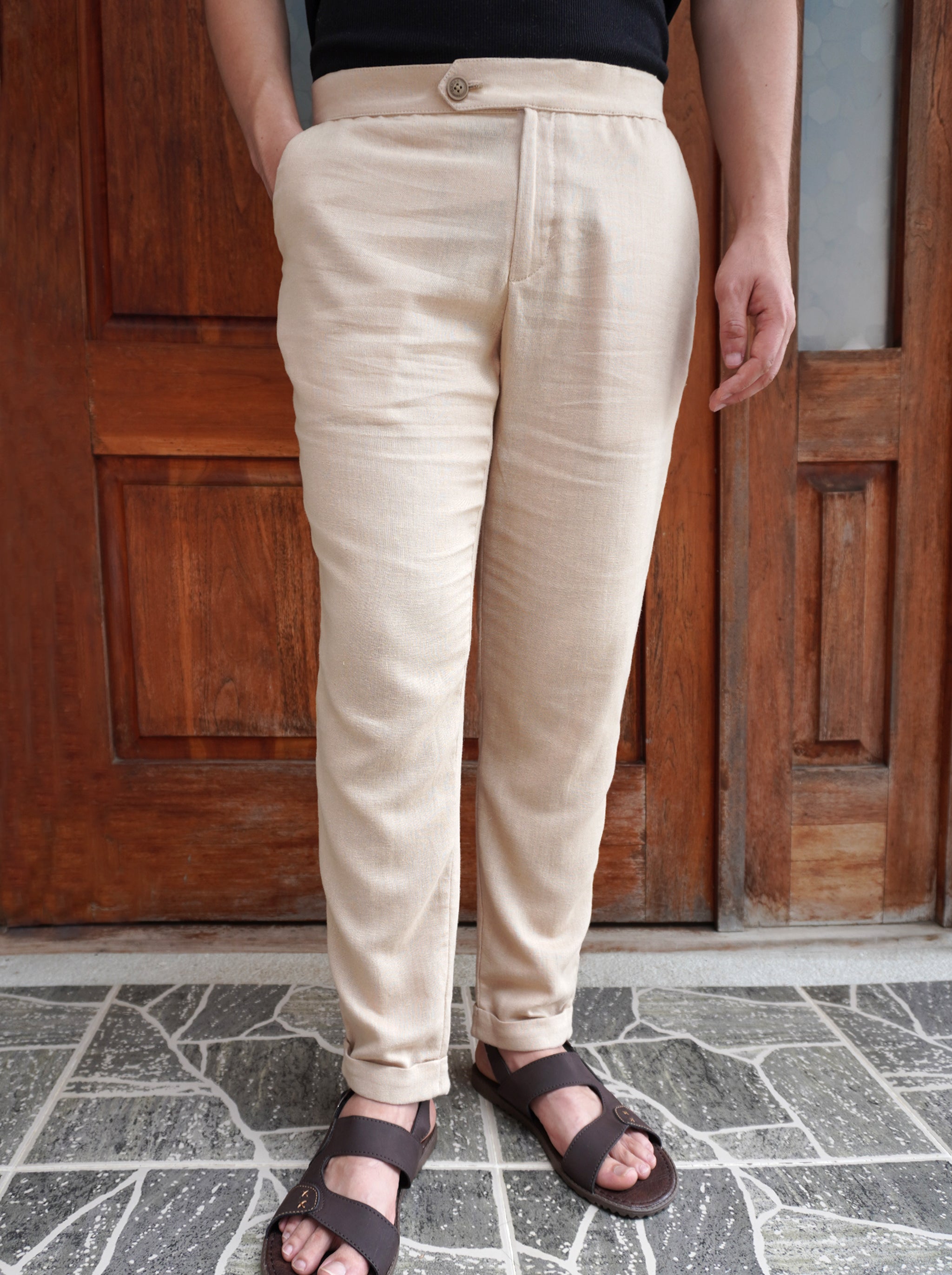 pantalones de verano estilo trousers en lino para hombres